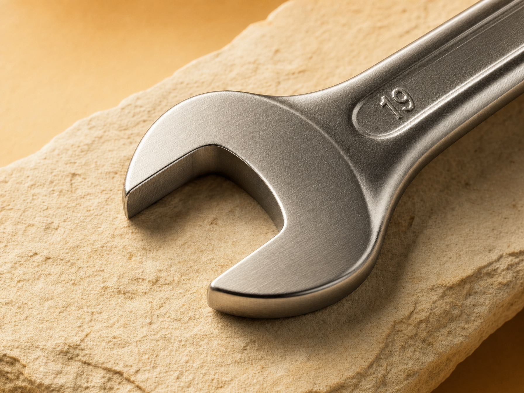 Stainless steel wrench representing VibeTech's field service client work
